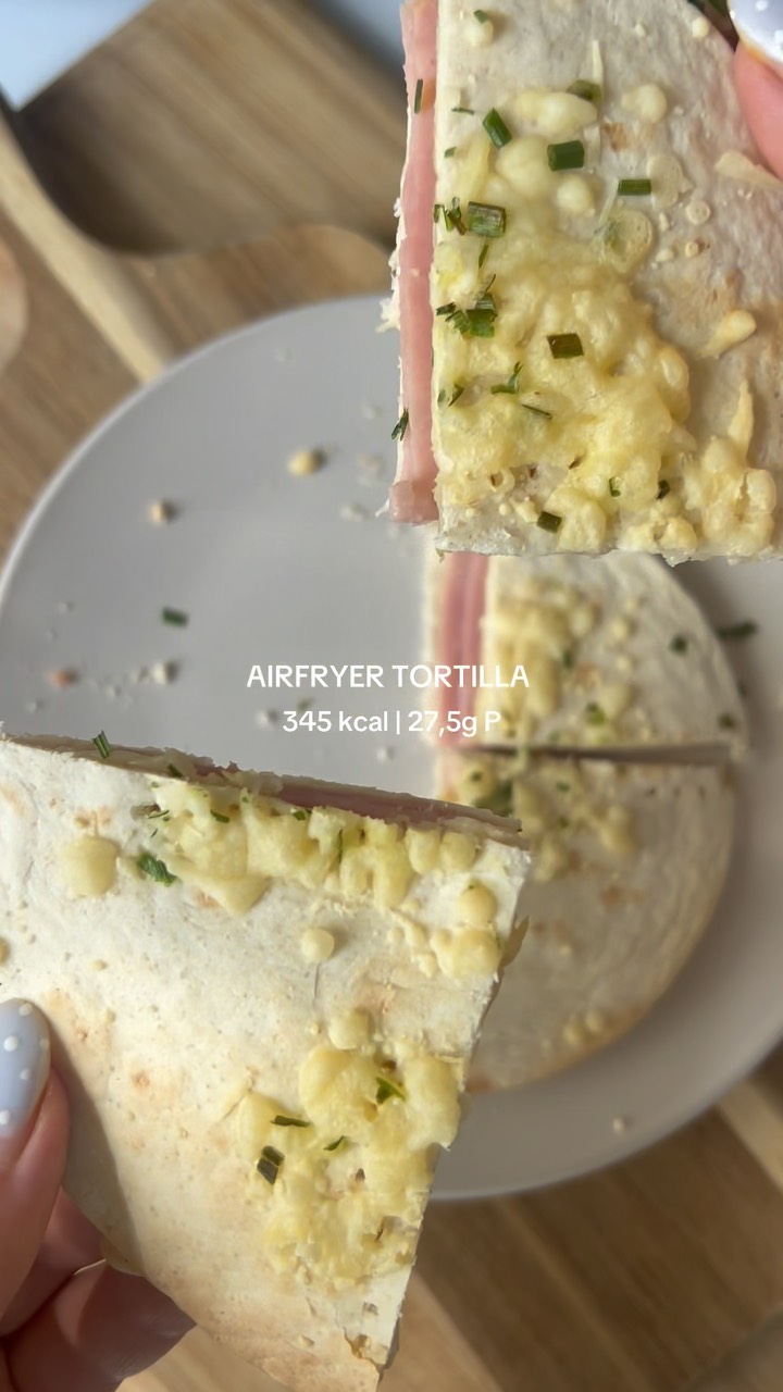 Tortilla met ham en kaas uit de airfryer