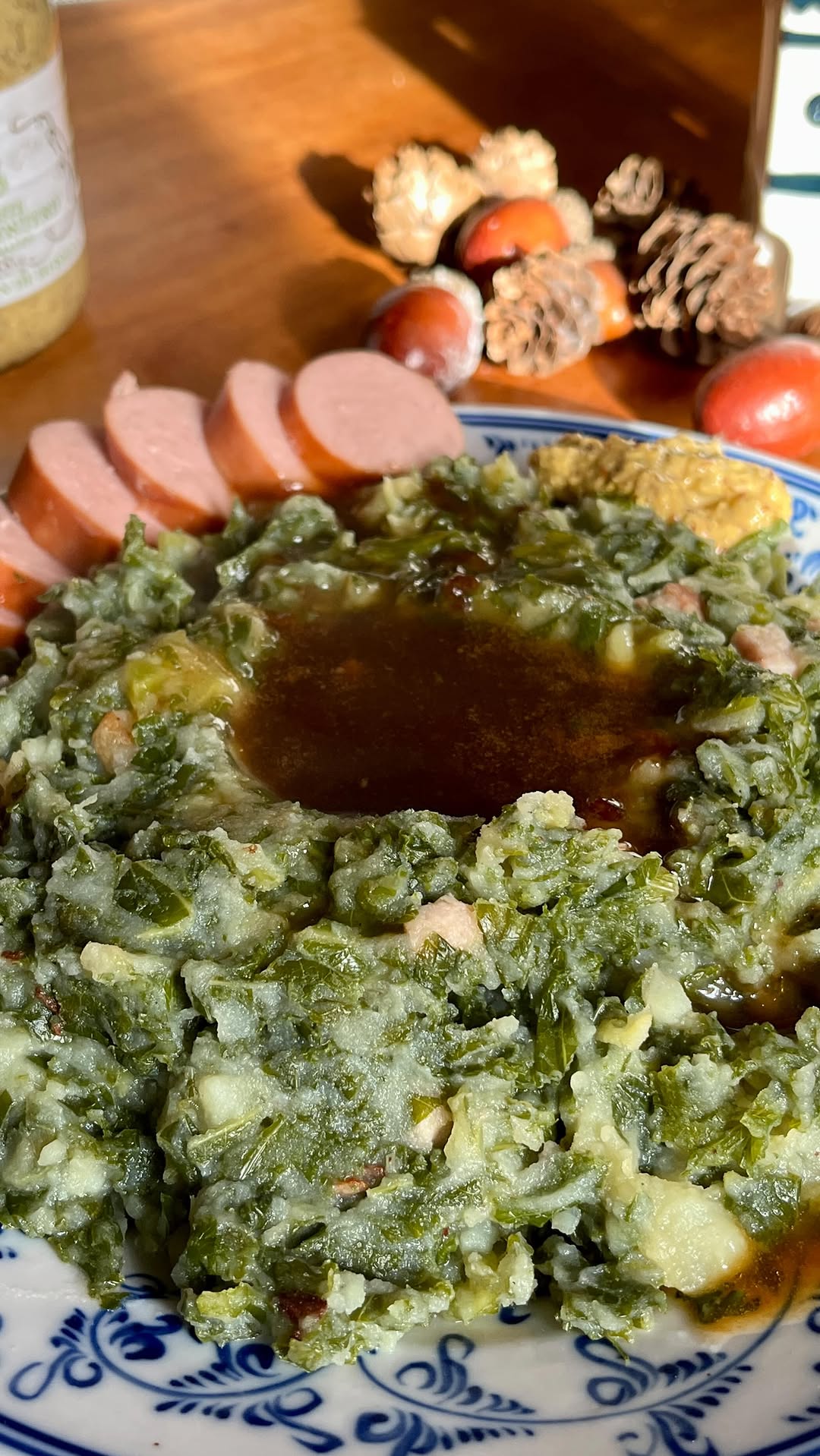 Boerenkool Stamppot met Rookworst en Lardons