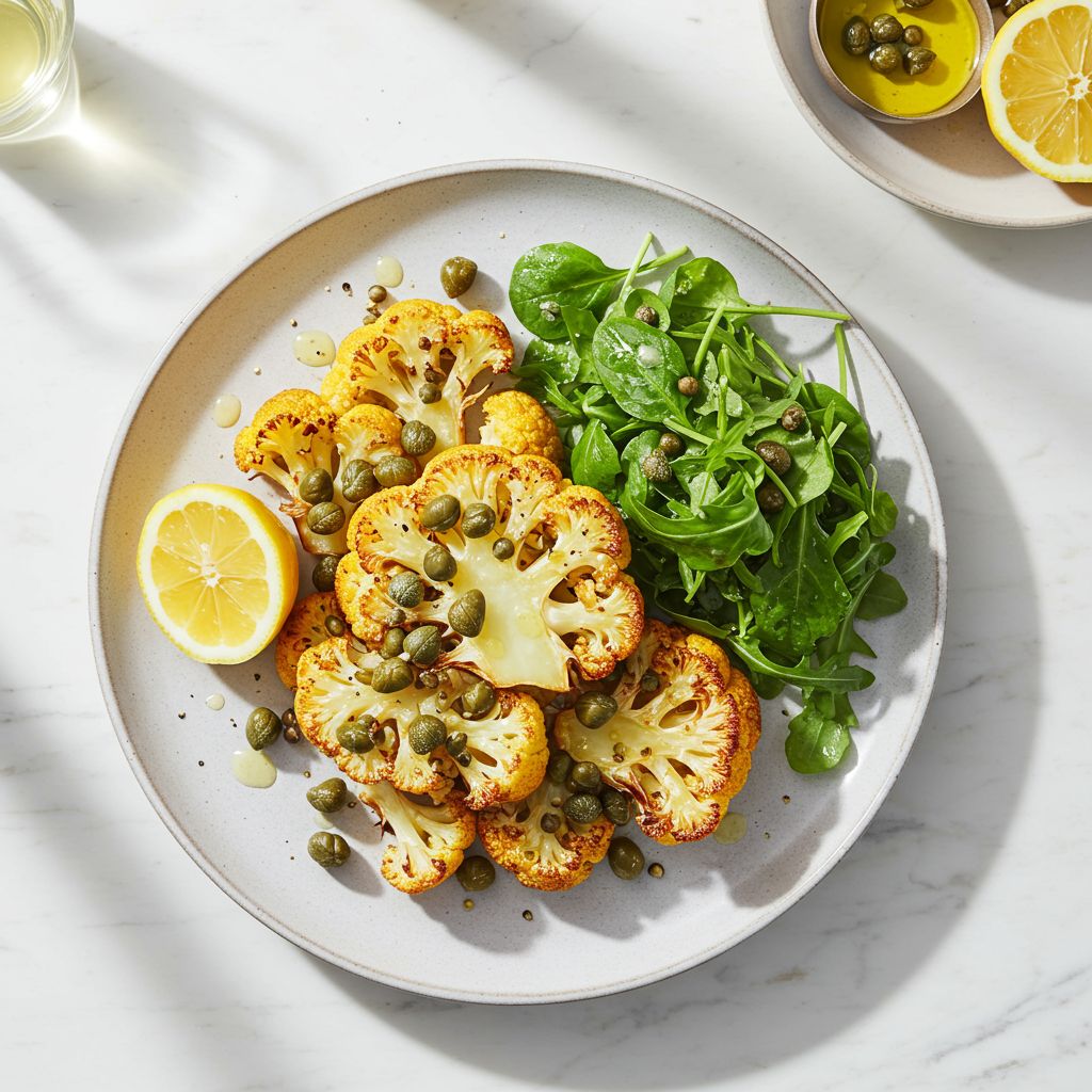 Geroosterde bloemkool met citroen en kappertjes