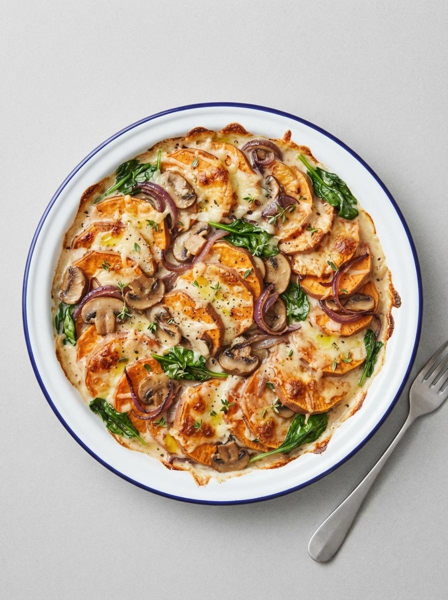 Vegetarische ovenschotel met zoete aardappel