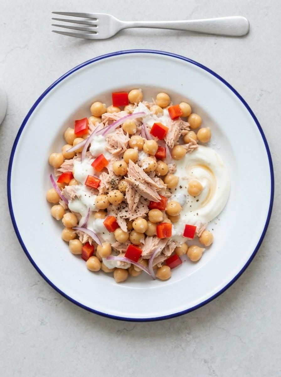 Eiwitrijke tonijnsalade met kikkererwten