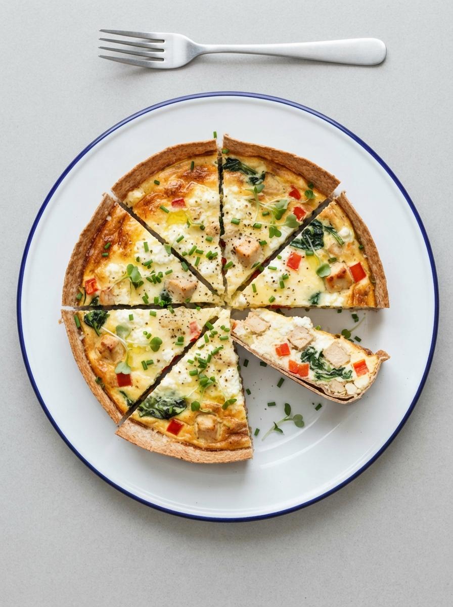 Eiwitrijke wrap quiche met kip en hüttenkäse