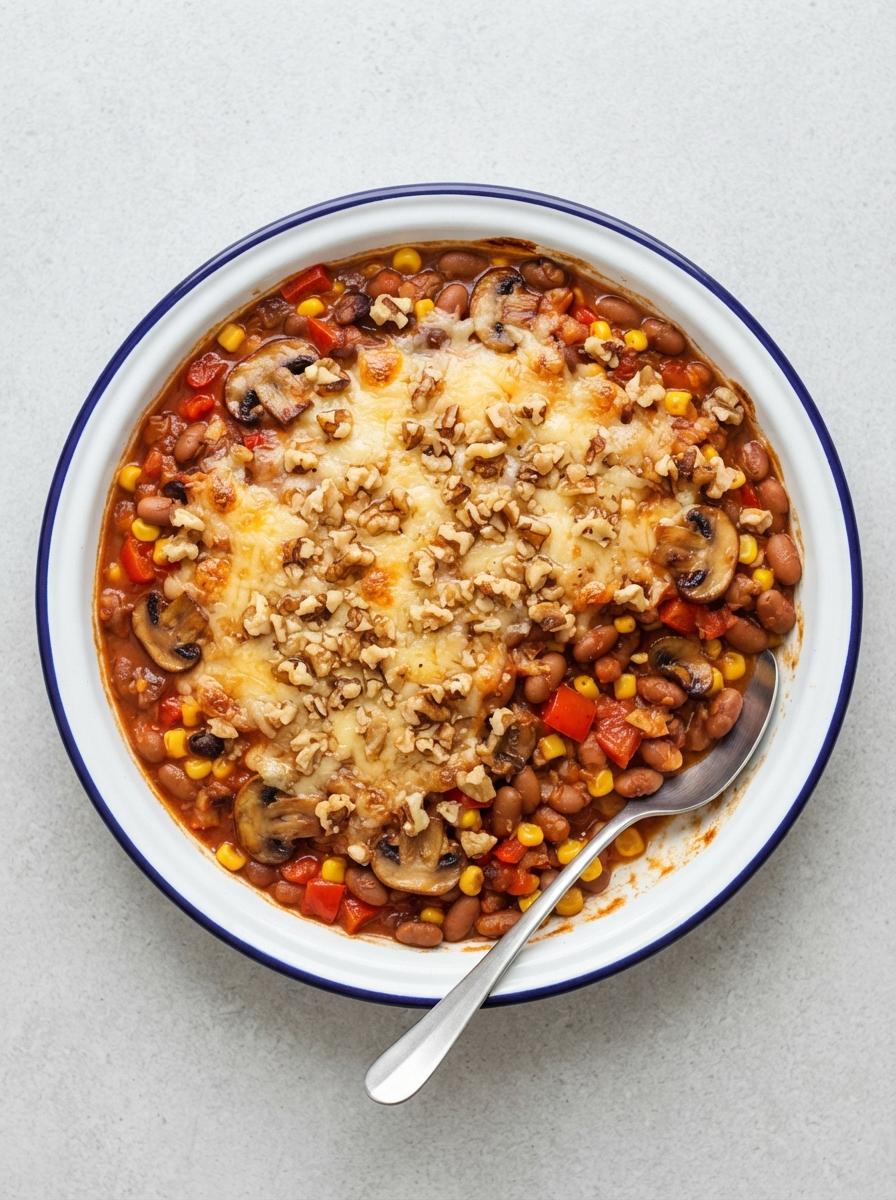 Vegetarische bruine bonenschotel