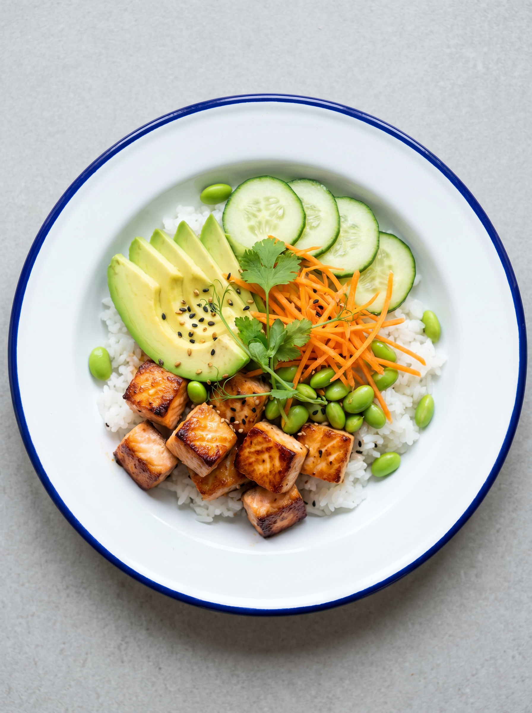 Airfryer poke bowl met krokante zalm