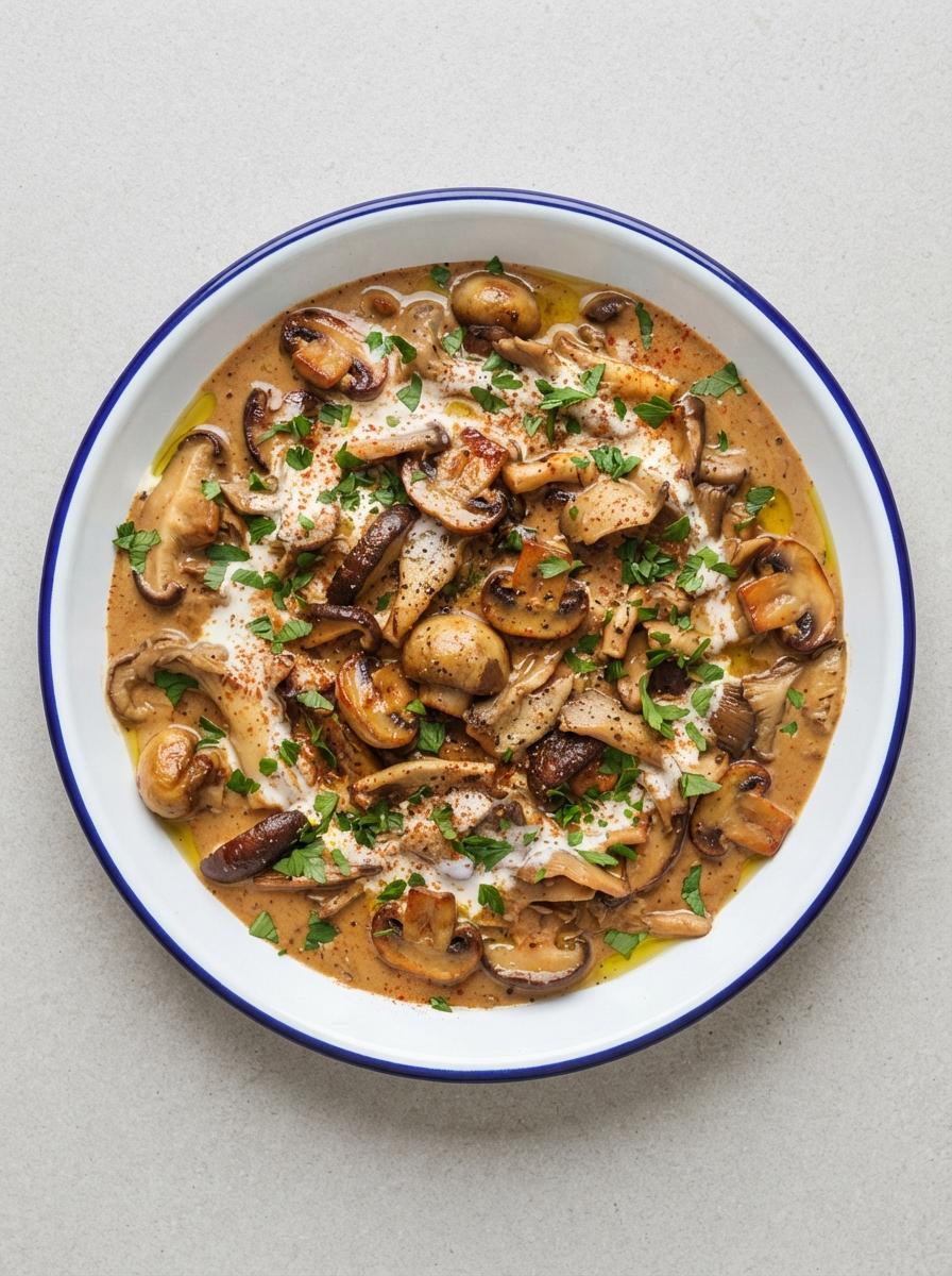 Vegetarische paddenstoelenstroganoff