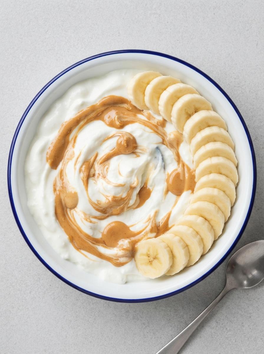 Eiwitrijke kwark met banaan en pindakaas