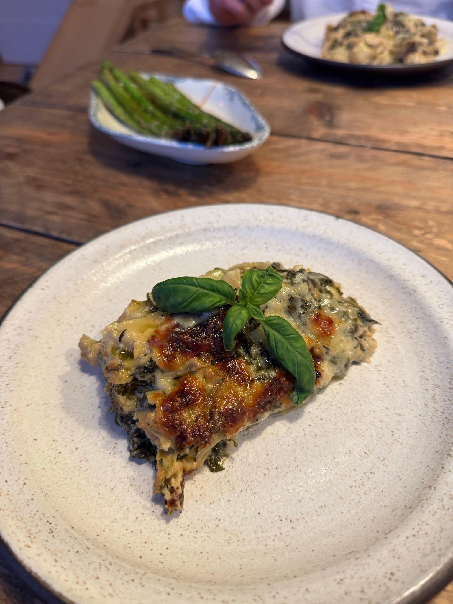 Spinazie en Artisjok Lasagne met Citroen-Basilicum bechamel