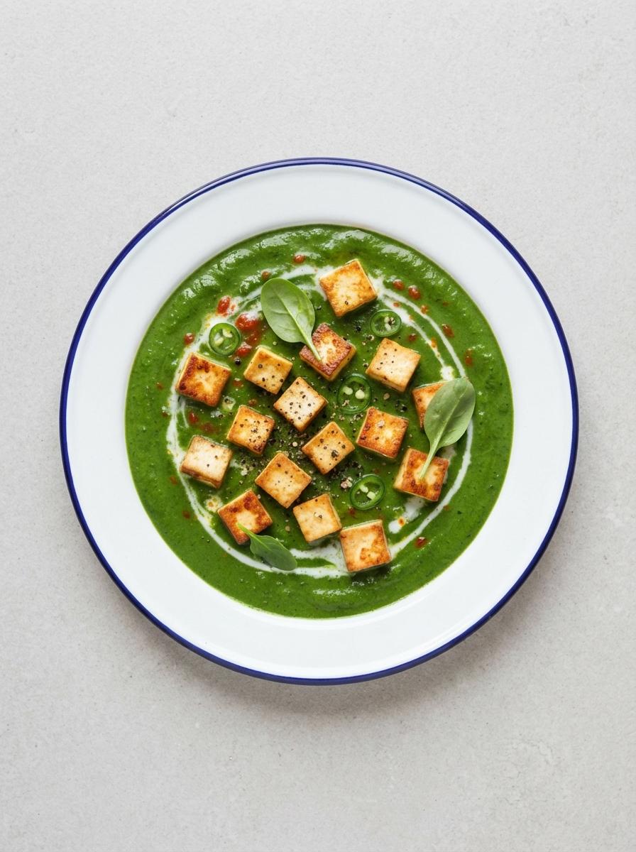 Vegan palak paneer met tofu