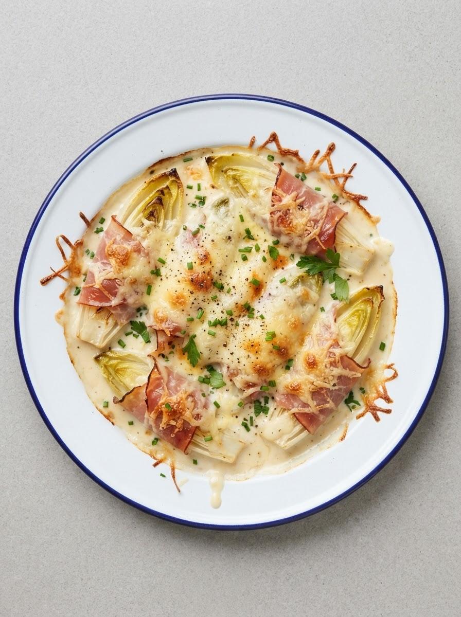 Koolhydraatarme witlof met ham en kaas uit de oven