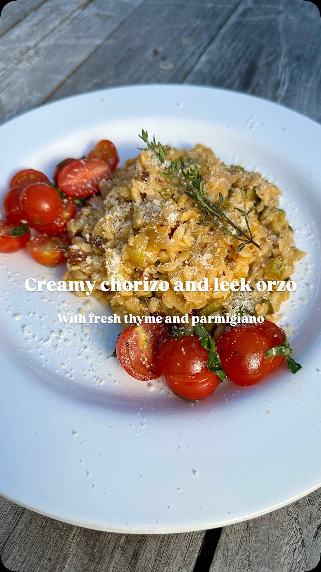Romige orzo met chorizo en prei