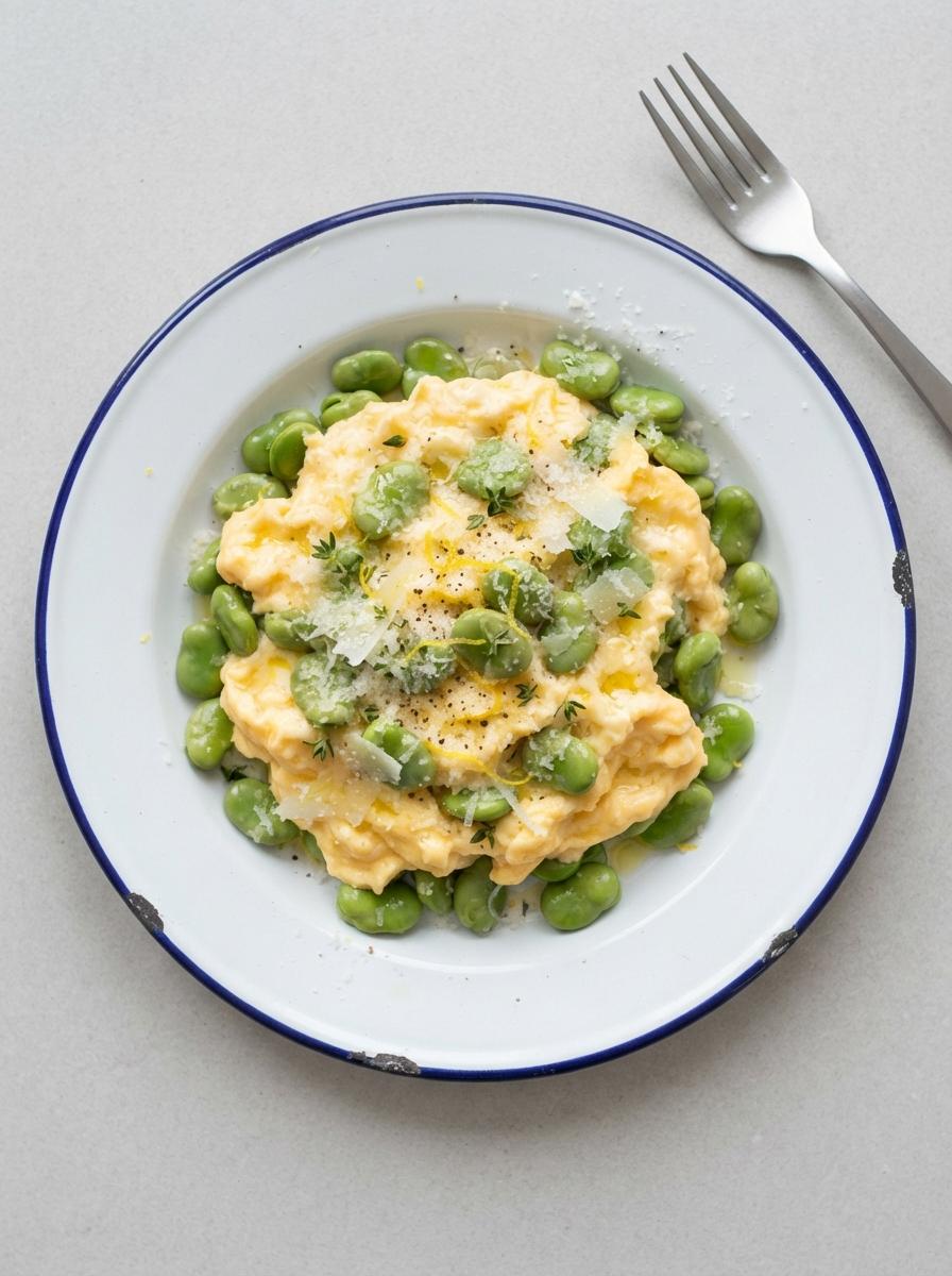 Vegetarische tuinbonen met ei en Parmezaan