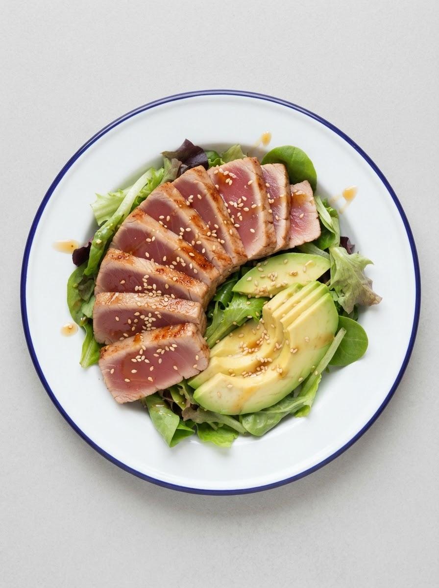 Eiwitrijke tonijn tataki salade