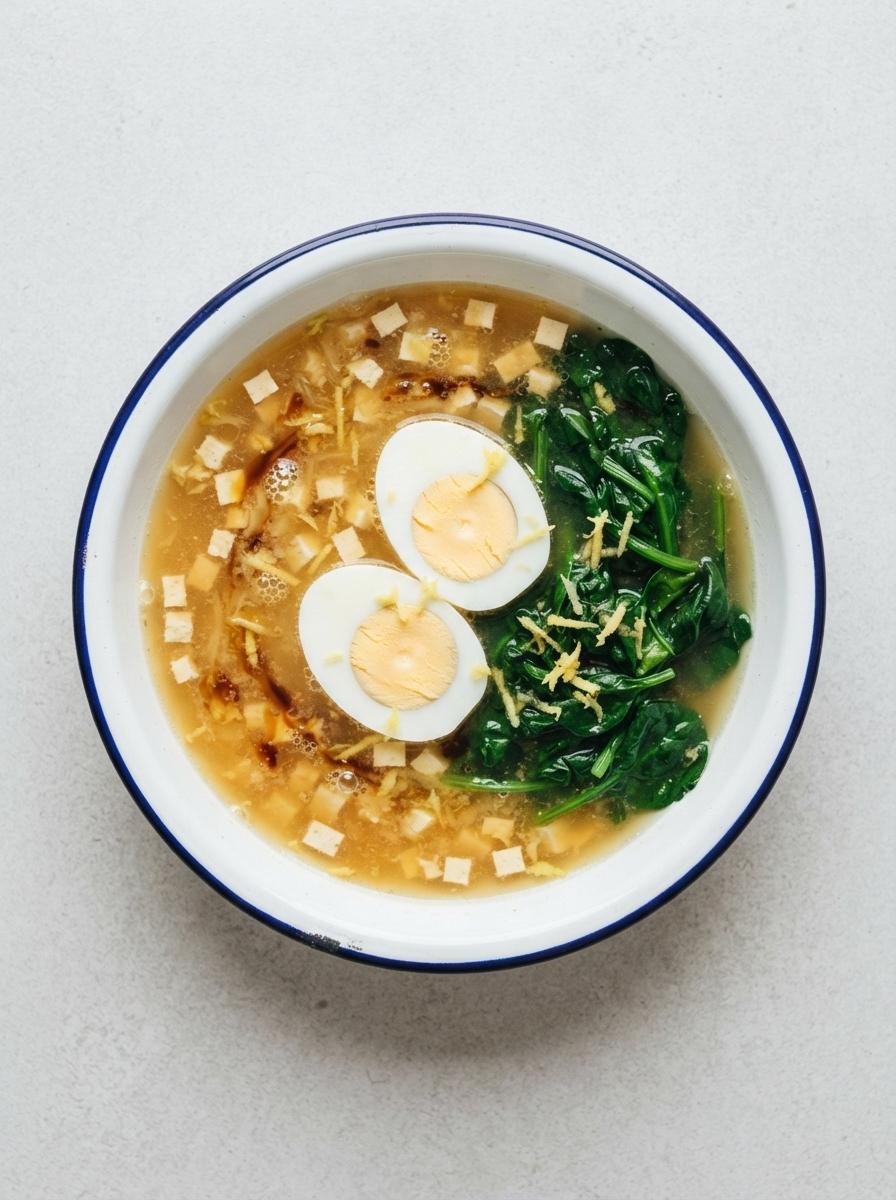 Eiwitrijke misosoep met tofu en ei