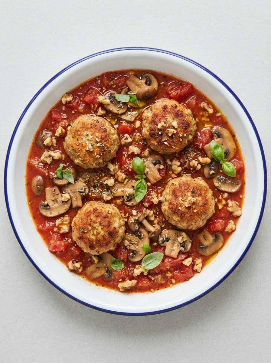 Vegetarische gehaktballen in tomatensaus