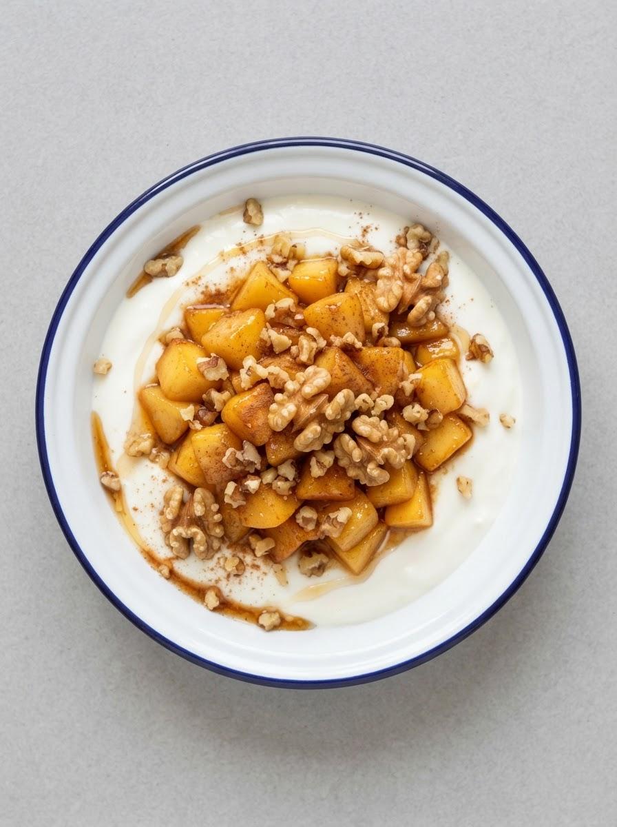 Eiwitrijke kwark met warme gebakken appeltjes