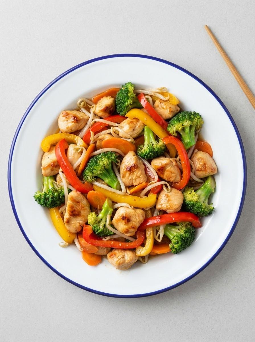 Caloriearme wokschotel met kip en groenten
