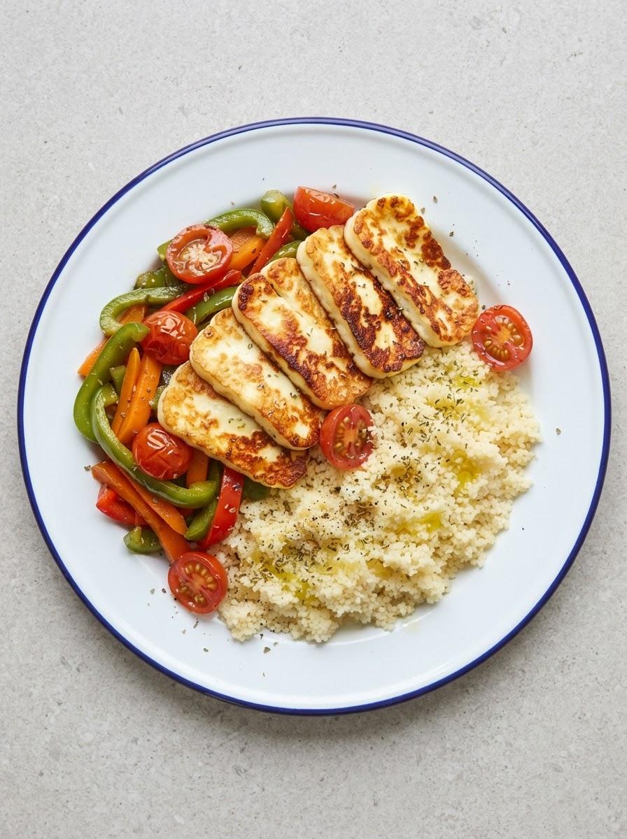 Snelle halloumi met groenten en couscous