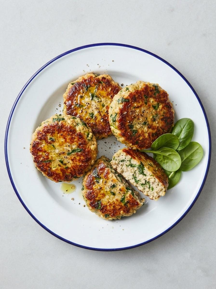 Eiwitrijke kalkoenburgers met spinazie