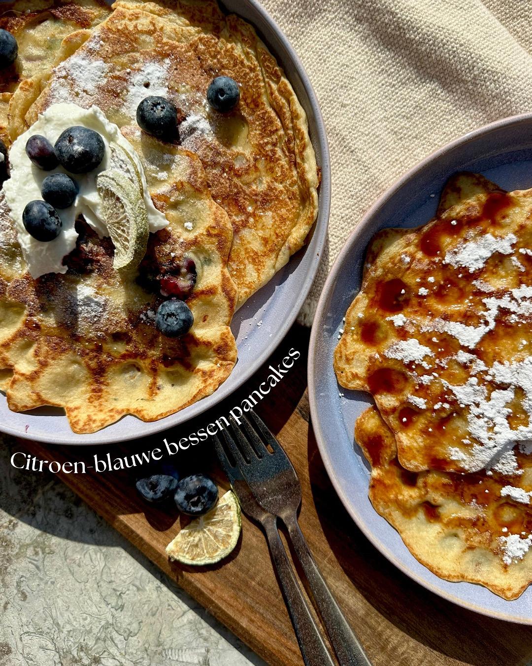 Citroen-blauwe bessen pancakes