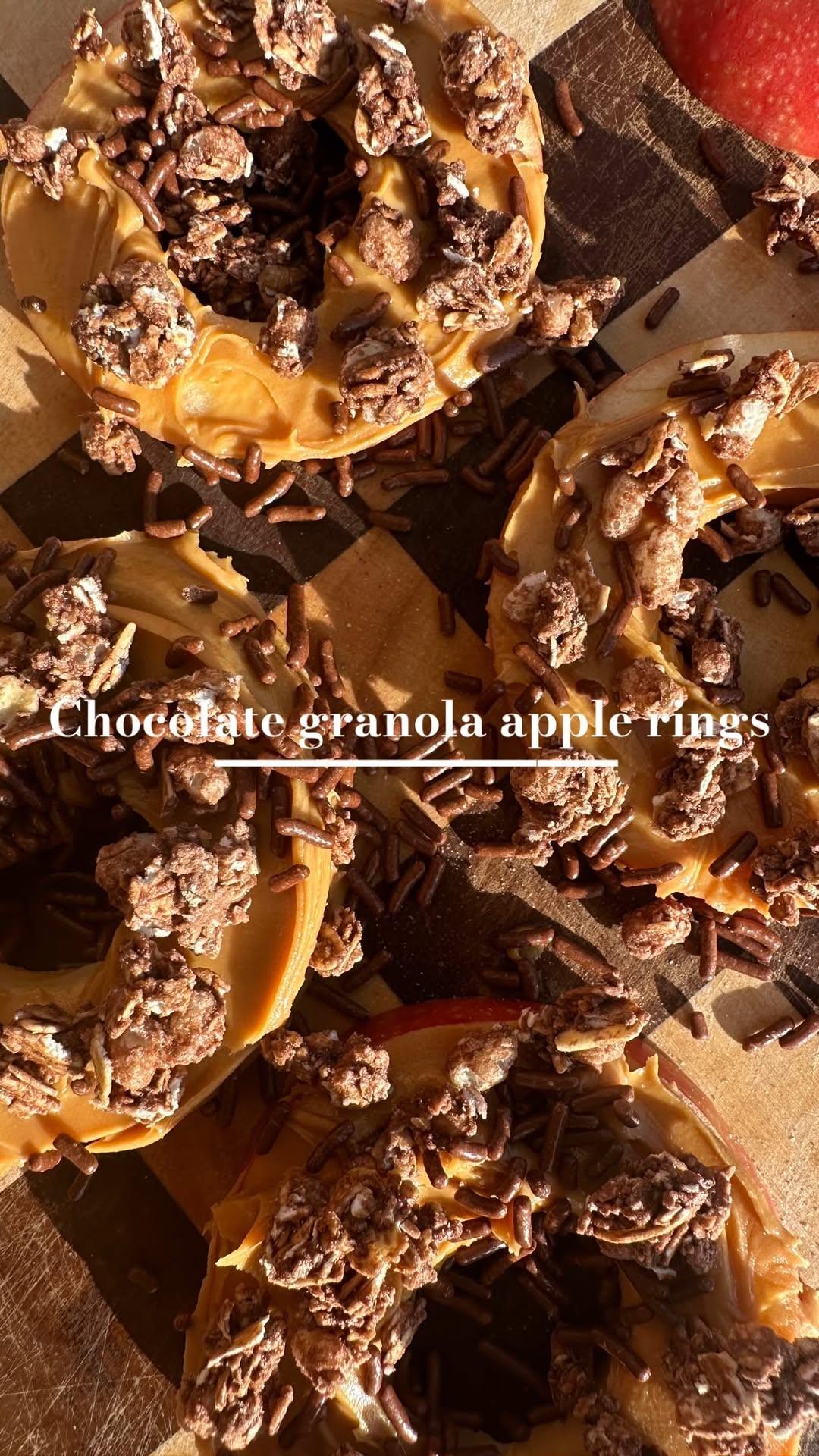 Chocolate Granola Apple Rings