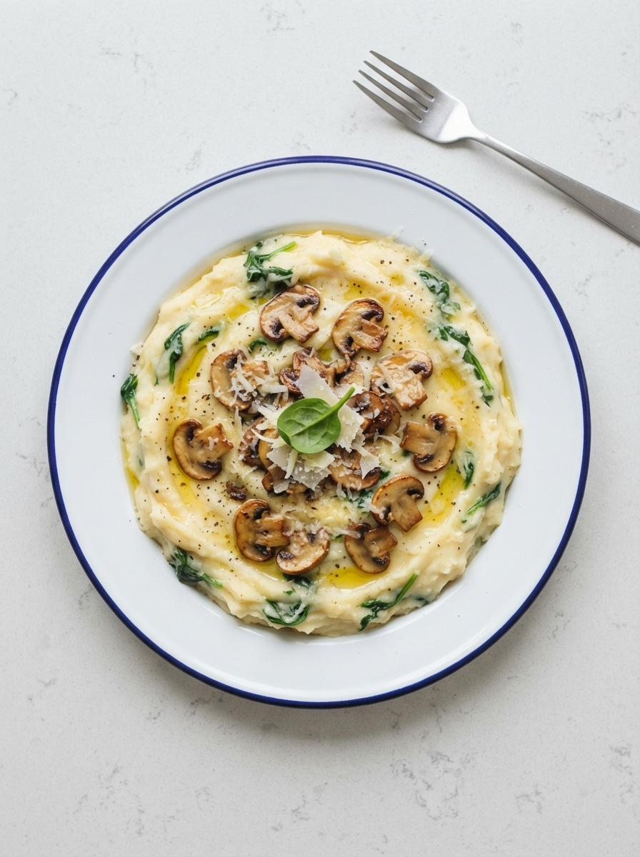 Vegetarische stamppot met champignons en kaas