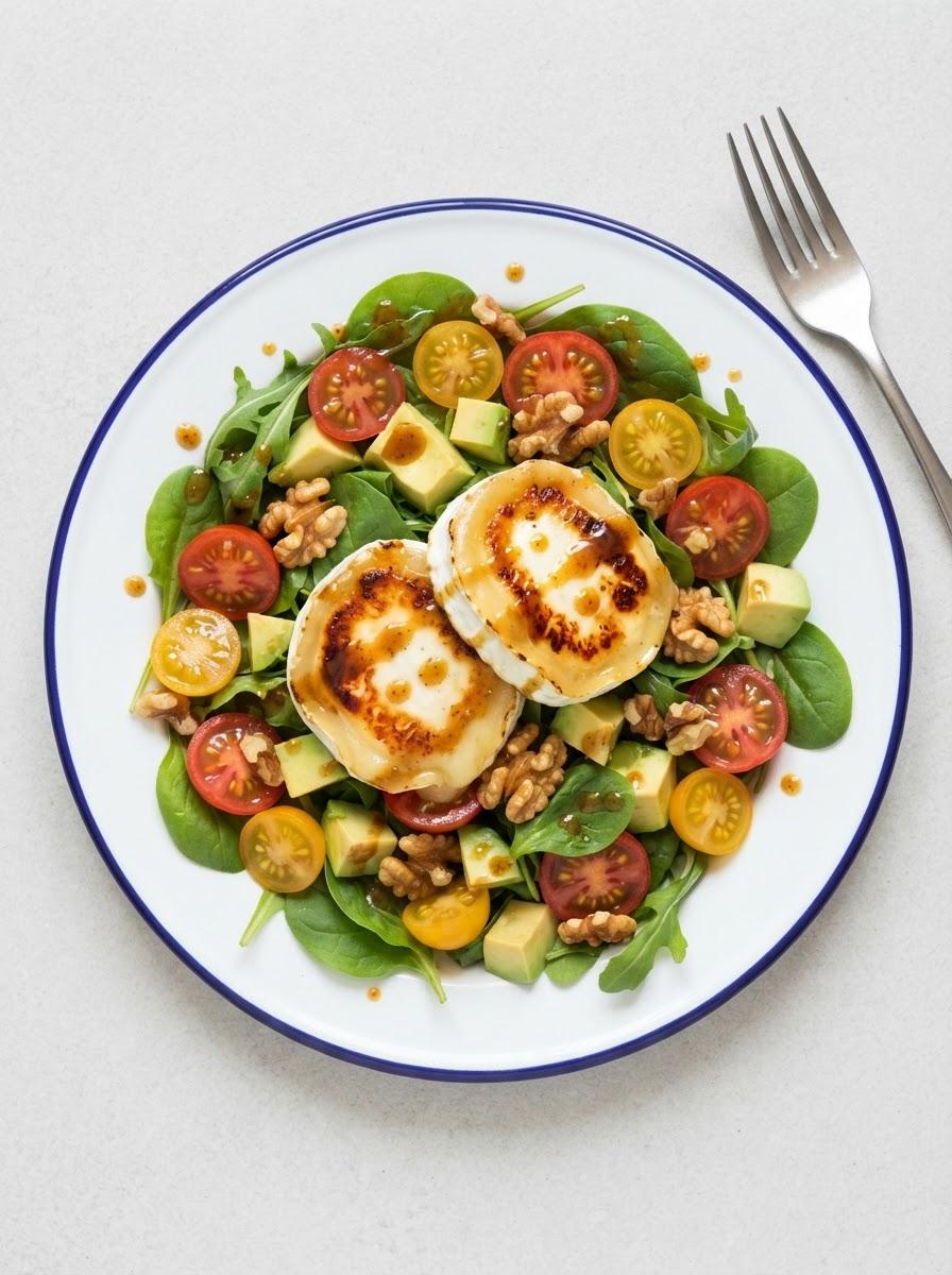 Vegetarische salade met warme geitenkaas