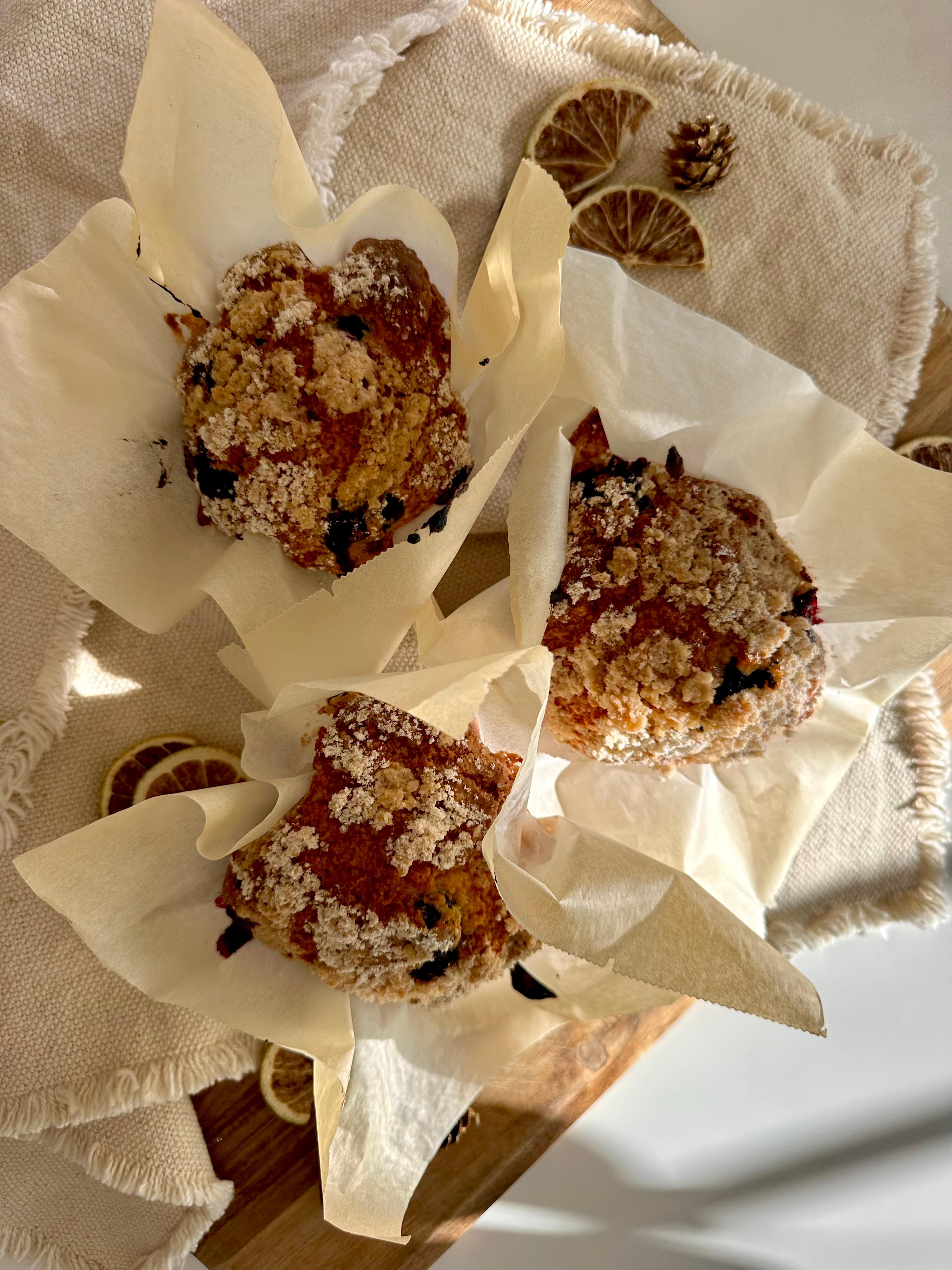 Blueberry muffins met crumble 