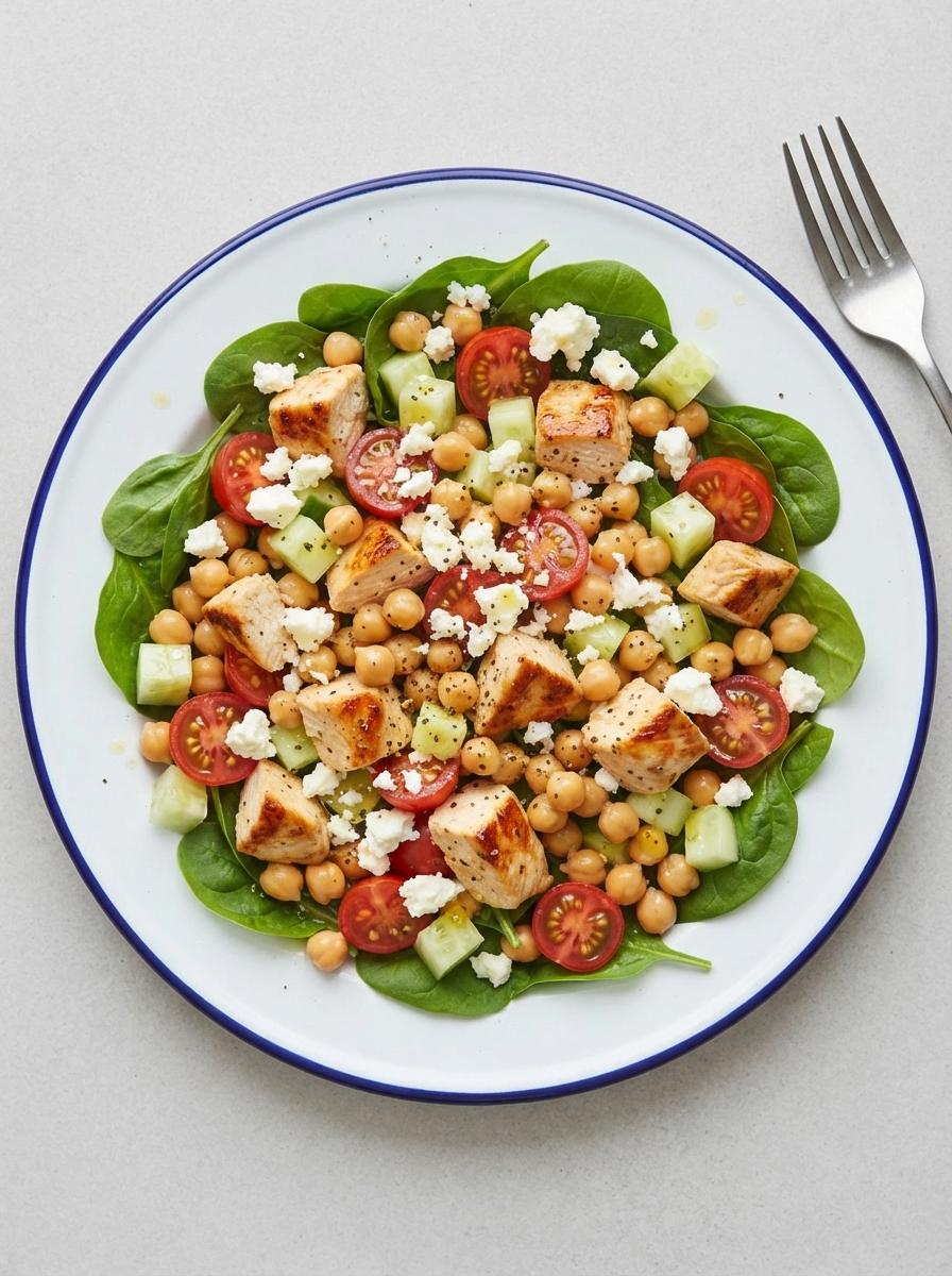 Eiwitrijke zomersalade met kip en kikkererwten