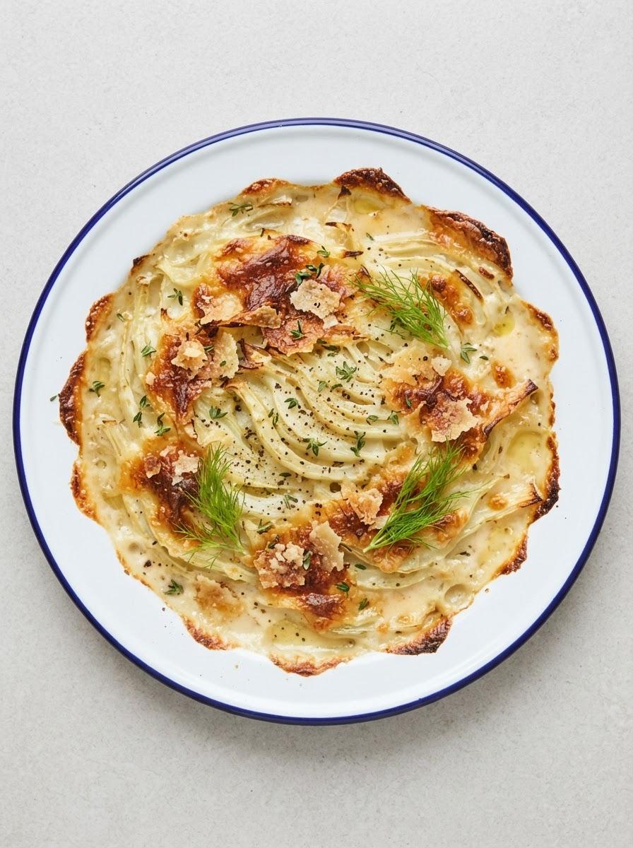 Vegetarische gegratineerde venkel