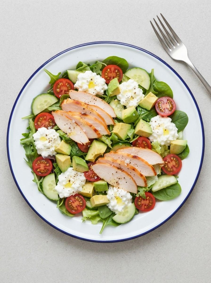 Eiwitrijke salade met gerookte kip