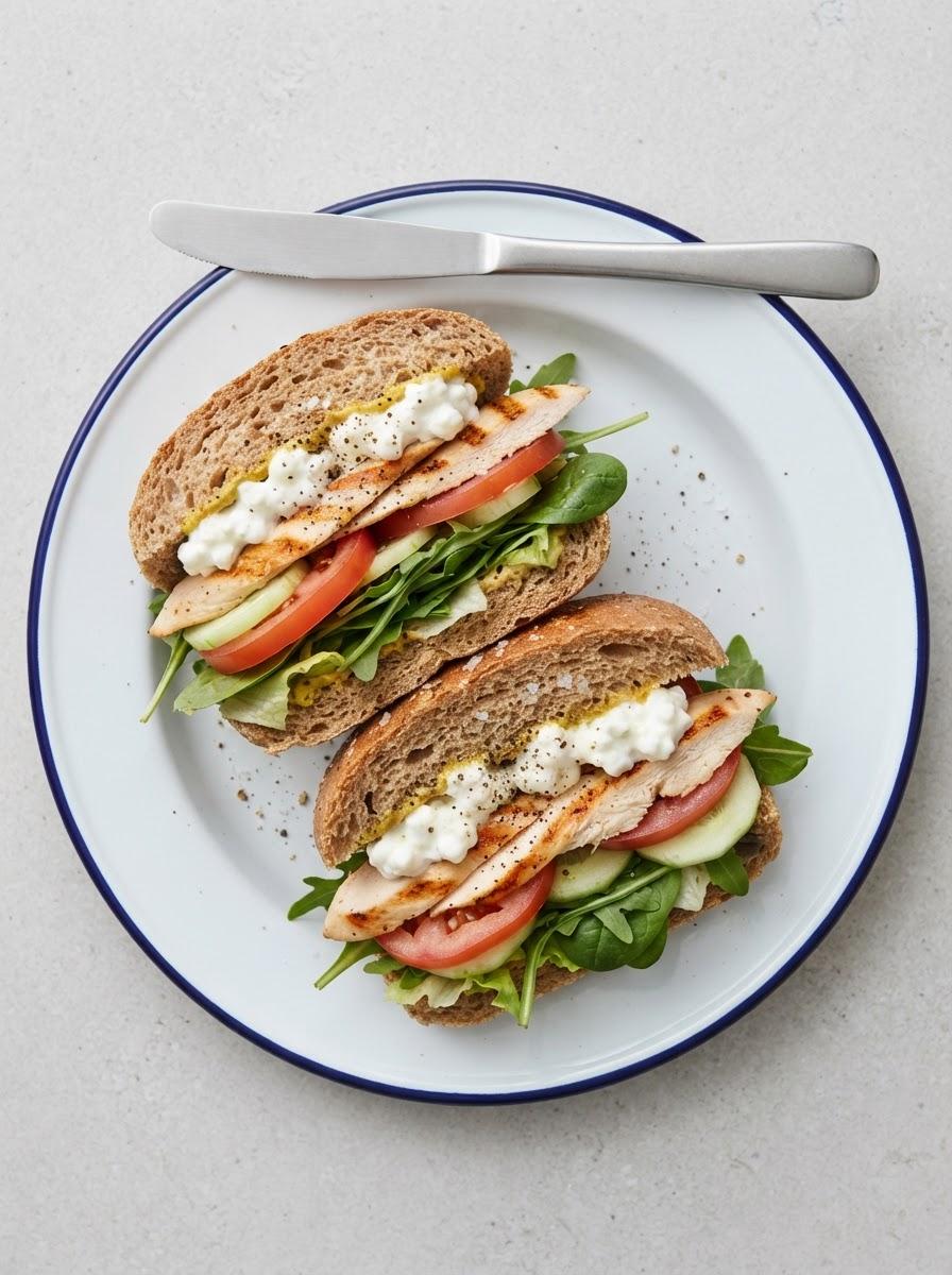 Eiwitrijke broodjes gezond met kip en hüttenkäse