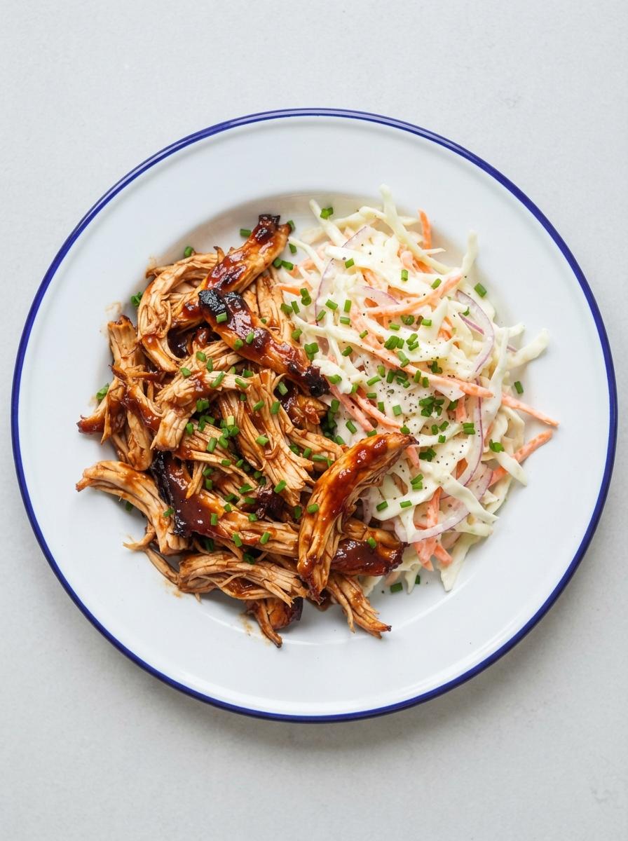 Eiwitrijke pulled chicken met kwarkslaw