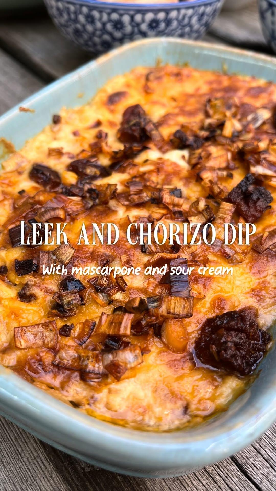 Prei-chorizodip met mascarpone en zure room