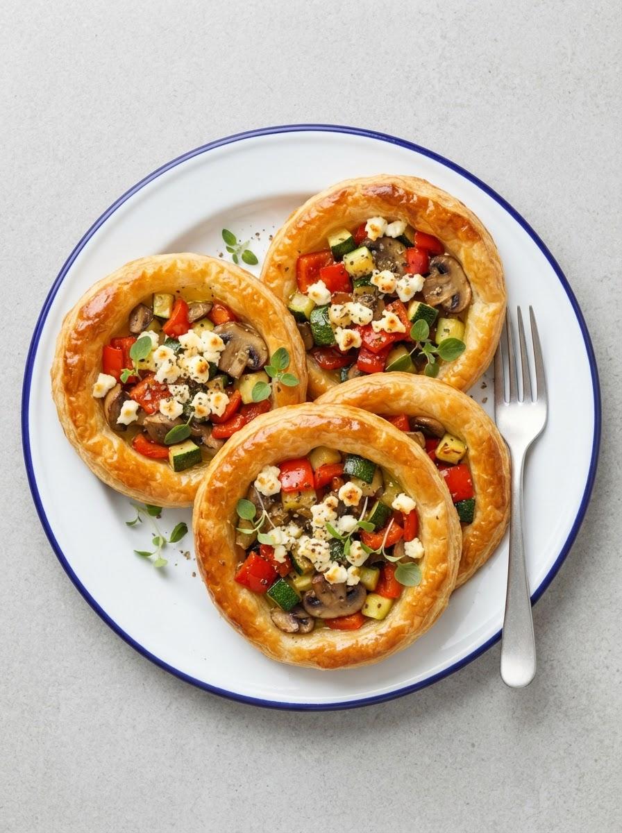 Vegetarische groentetaartjes van bladerdeeg
