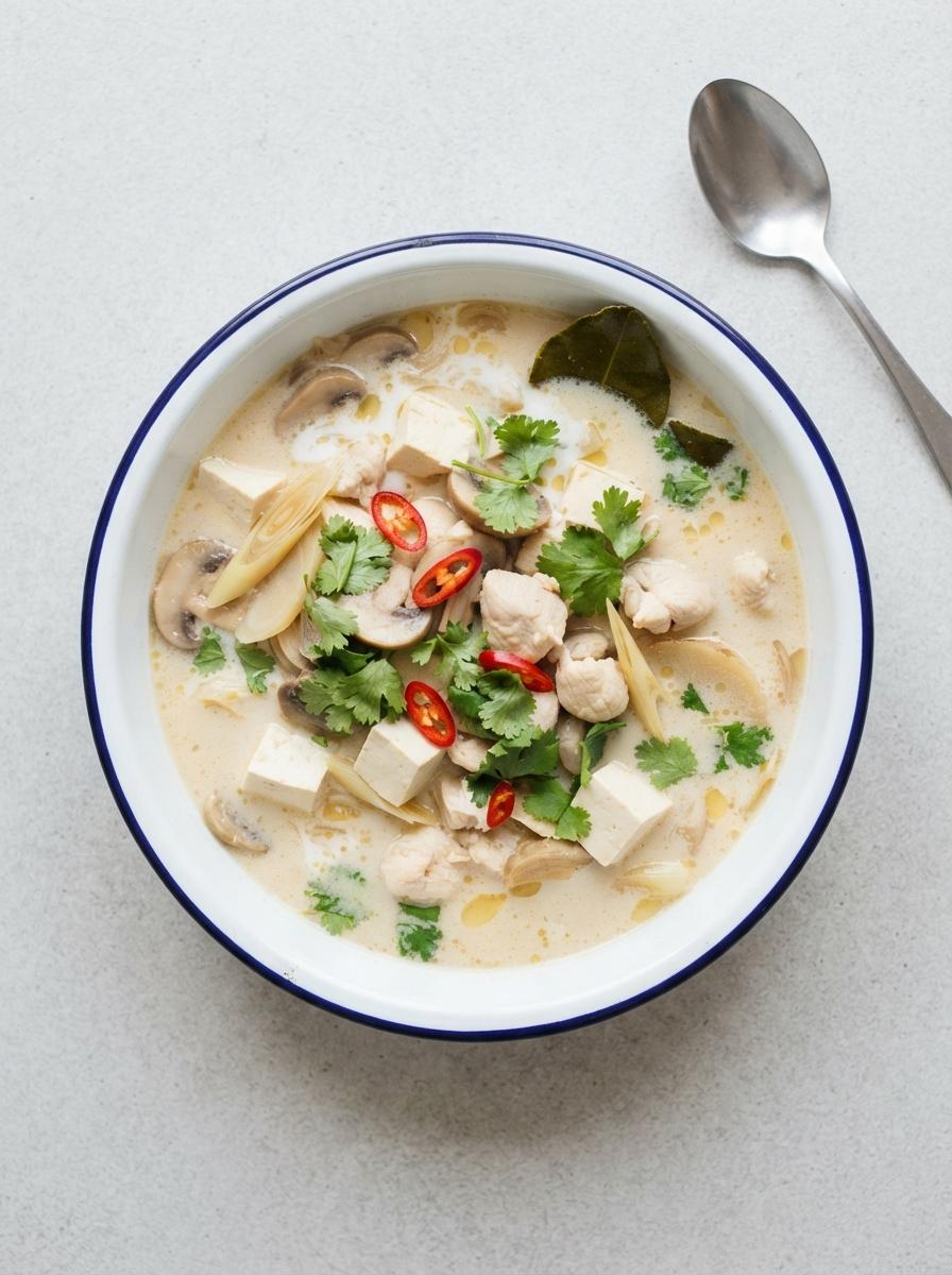 Eiwitrijke Tom Kha Kai met kip en tofu