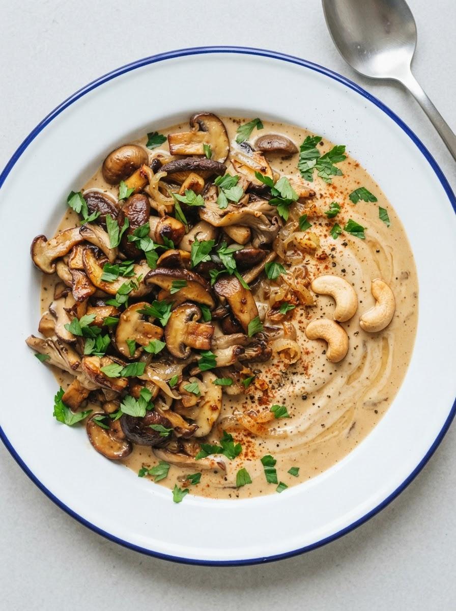 Vegan paddenstoelenstroganoff