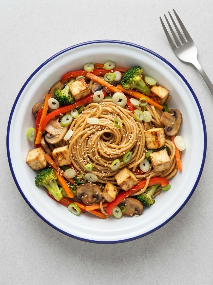 Vegetarische wok met noedels