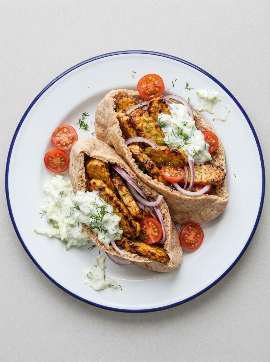 Eiwitrijke tempeh gyros met tzatziki