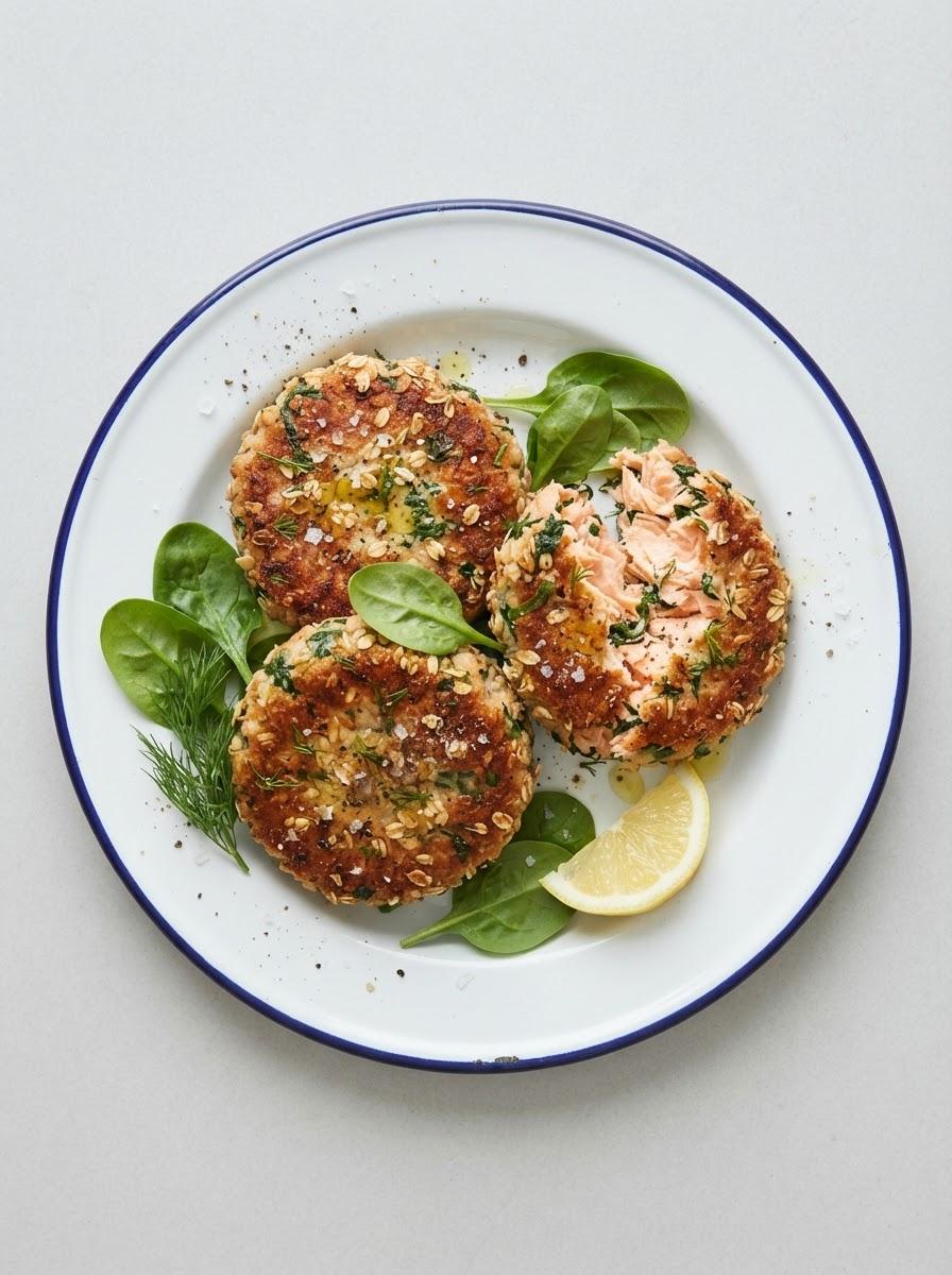 Eiwitrijke zalmburgers met spinazie
