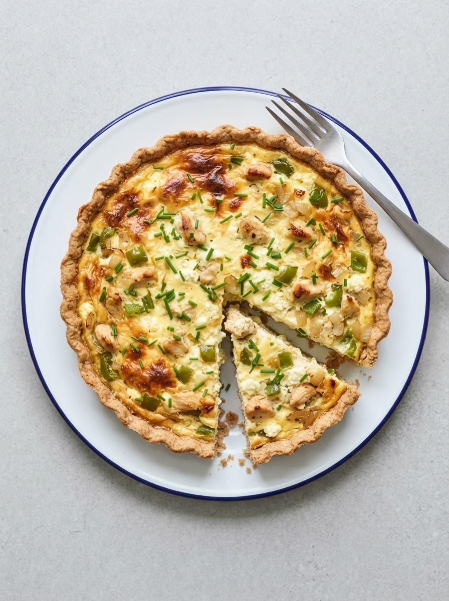Eiwitrijke quiche met kip en hüttenkäse