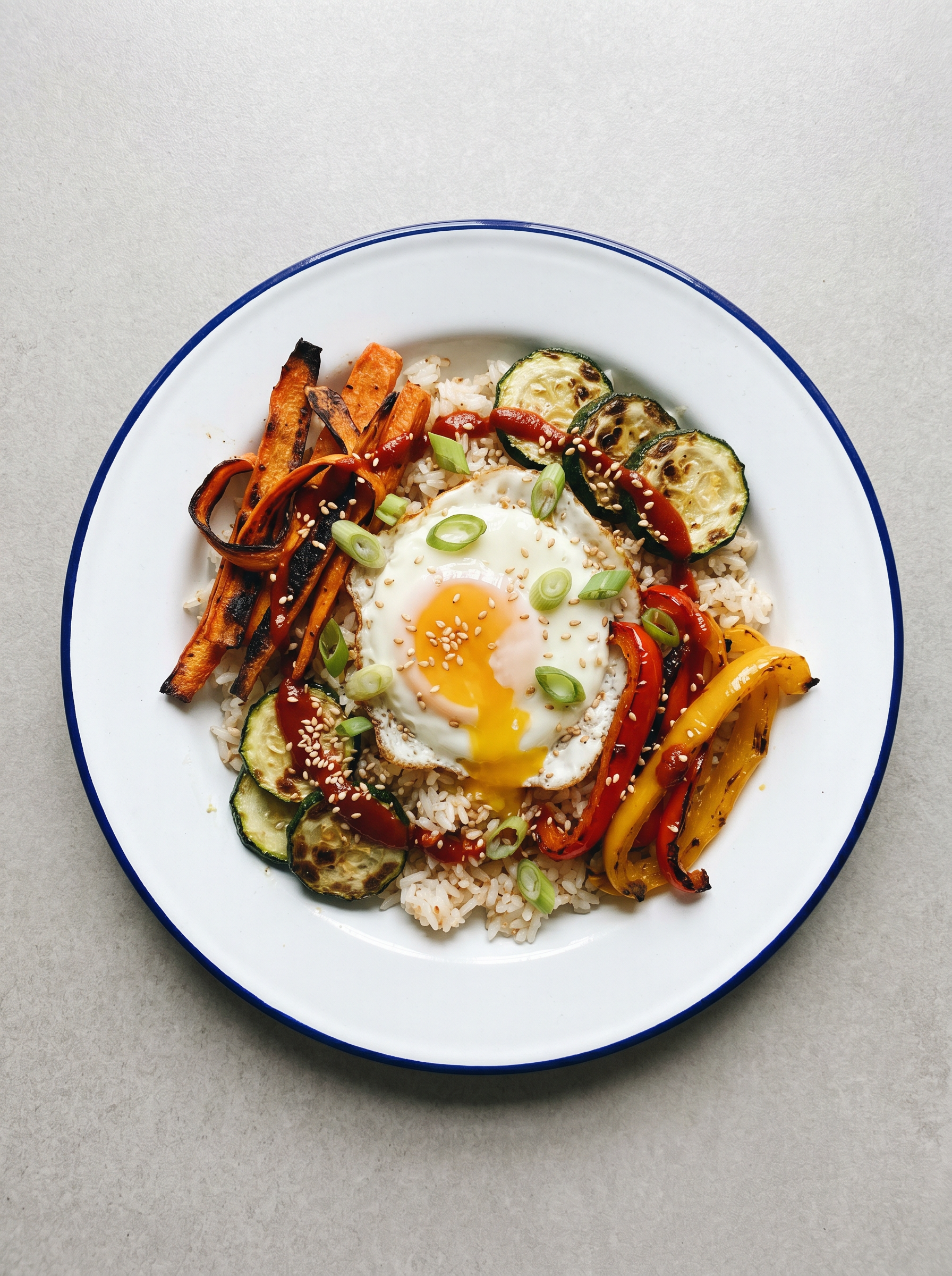 Bibimbap met krokante groenten uit de airfryer