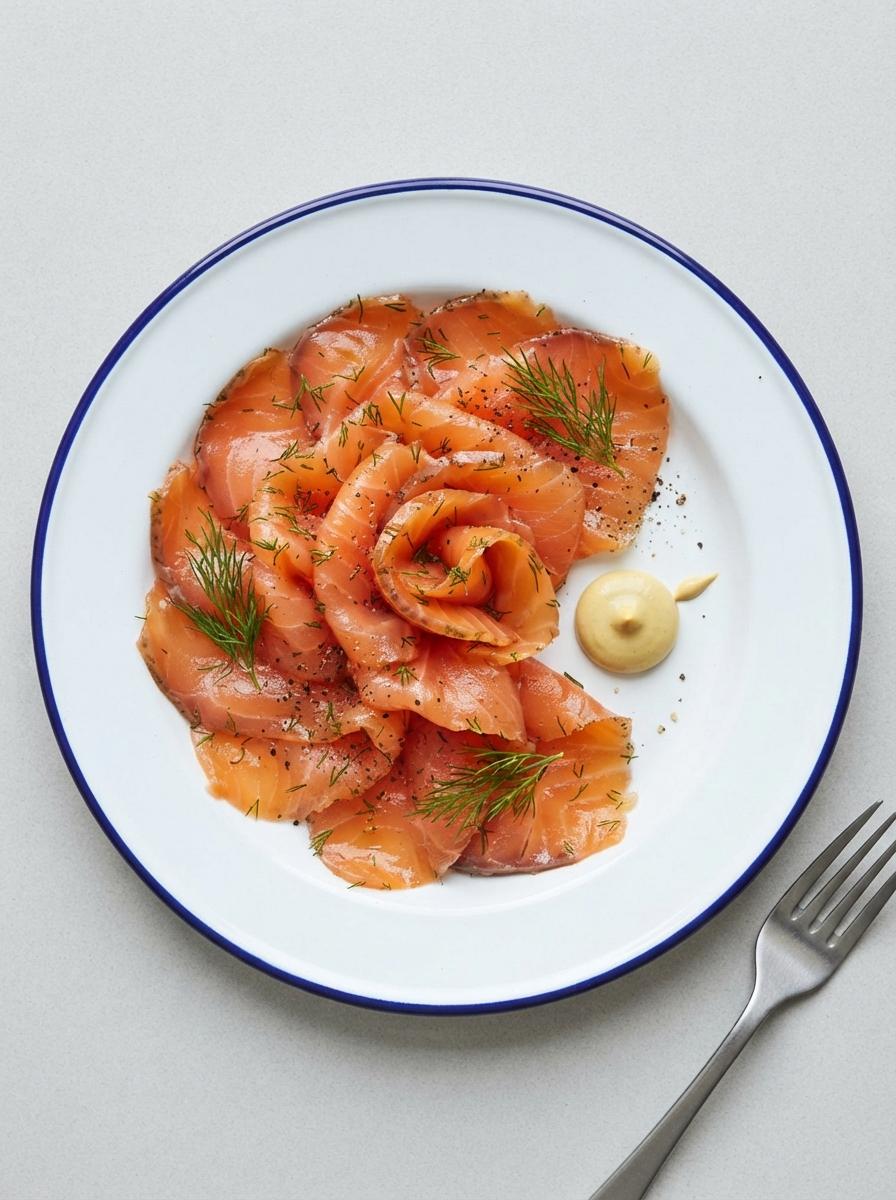 Eiwitrijke gravad lax met dille en mosterd