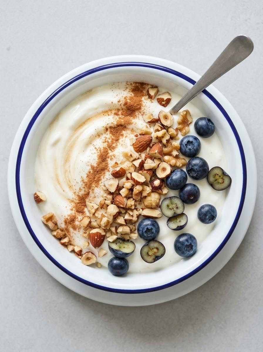 Koolhydraatarme yoghurt met noten en bessen