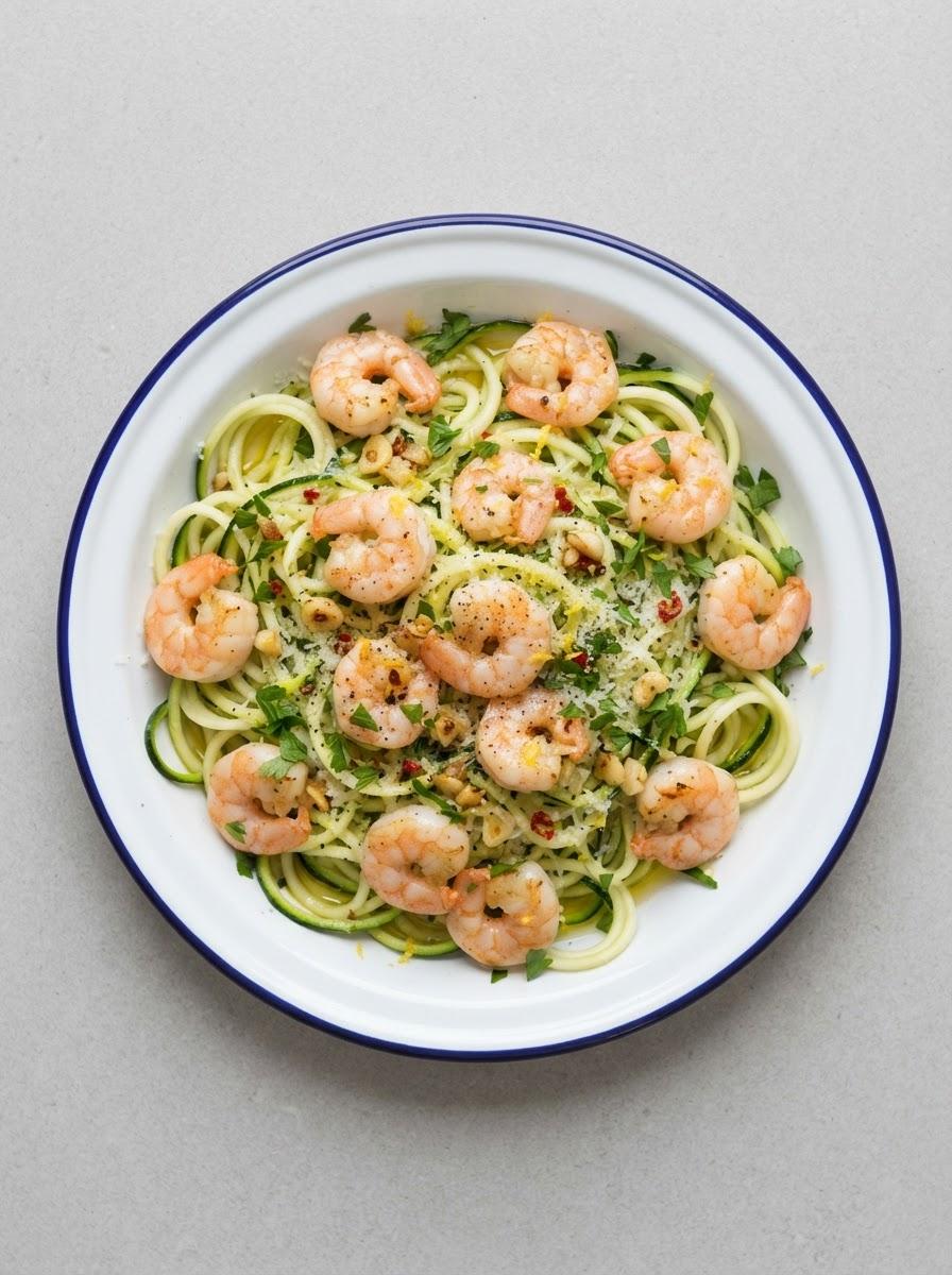 Koolhydraatarme courgetti met garnalen