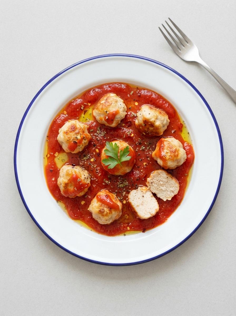 Eiwitrijke kipgehaktballetjes in tomatensaus