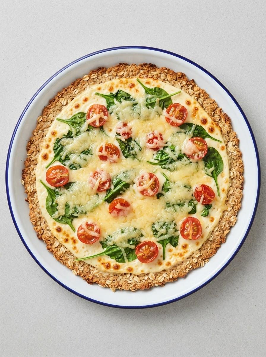 Eiwitrijke ontbijtpizza met havermoutbodem