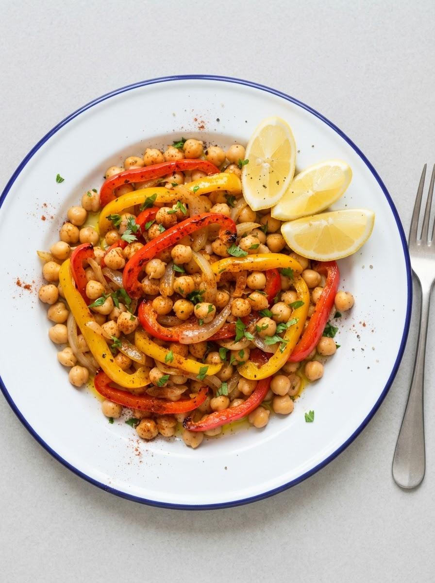 Snelle paprika met kikkererwten