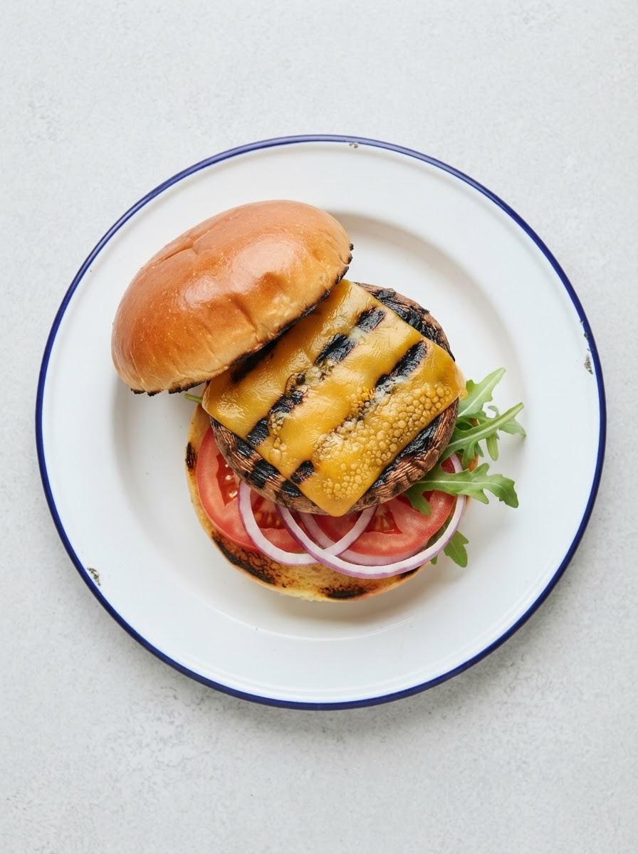Vegetarische portobello-burger van de bbq
