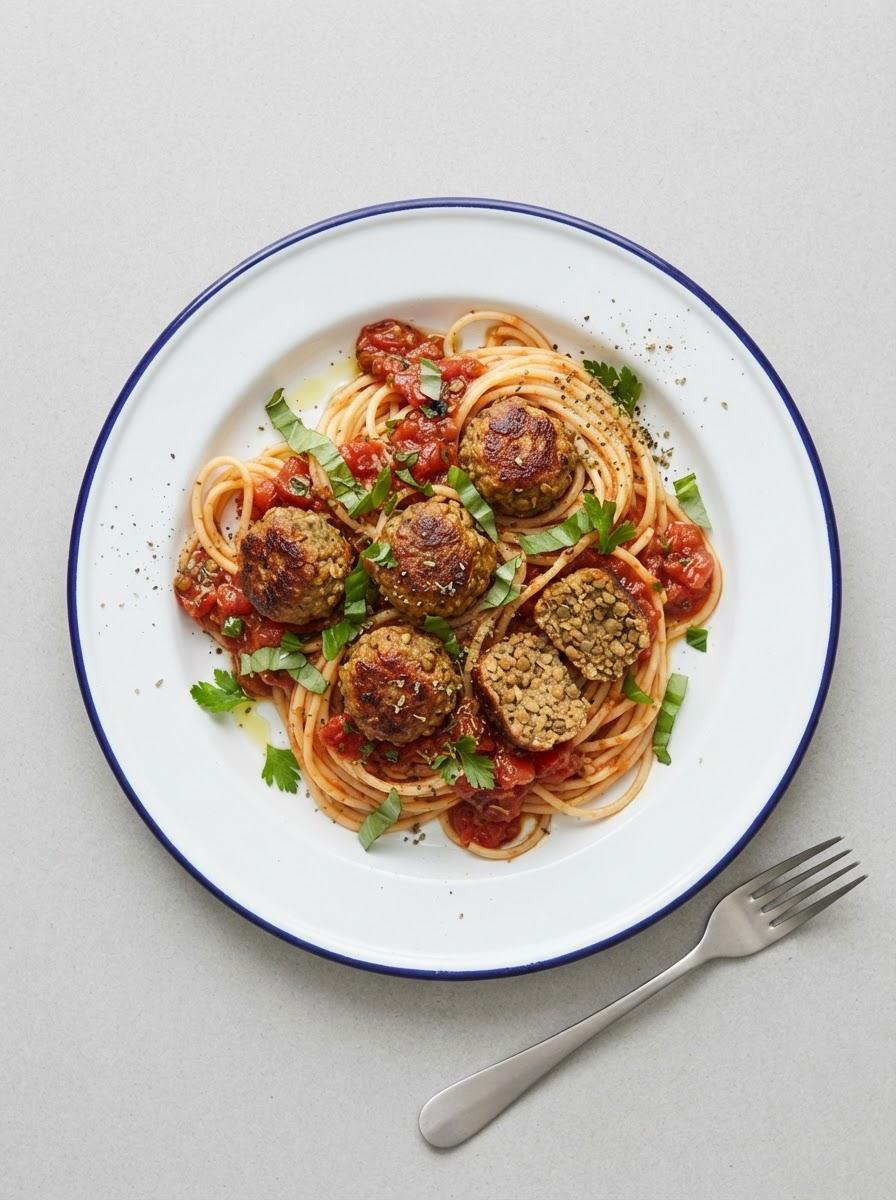 Vegan spaghetti met balletjes