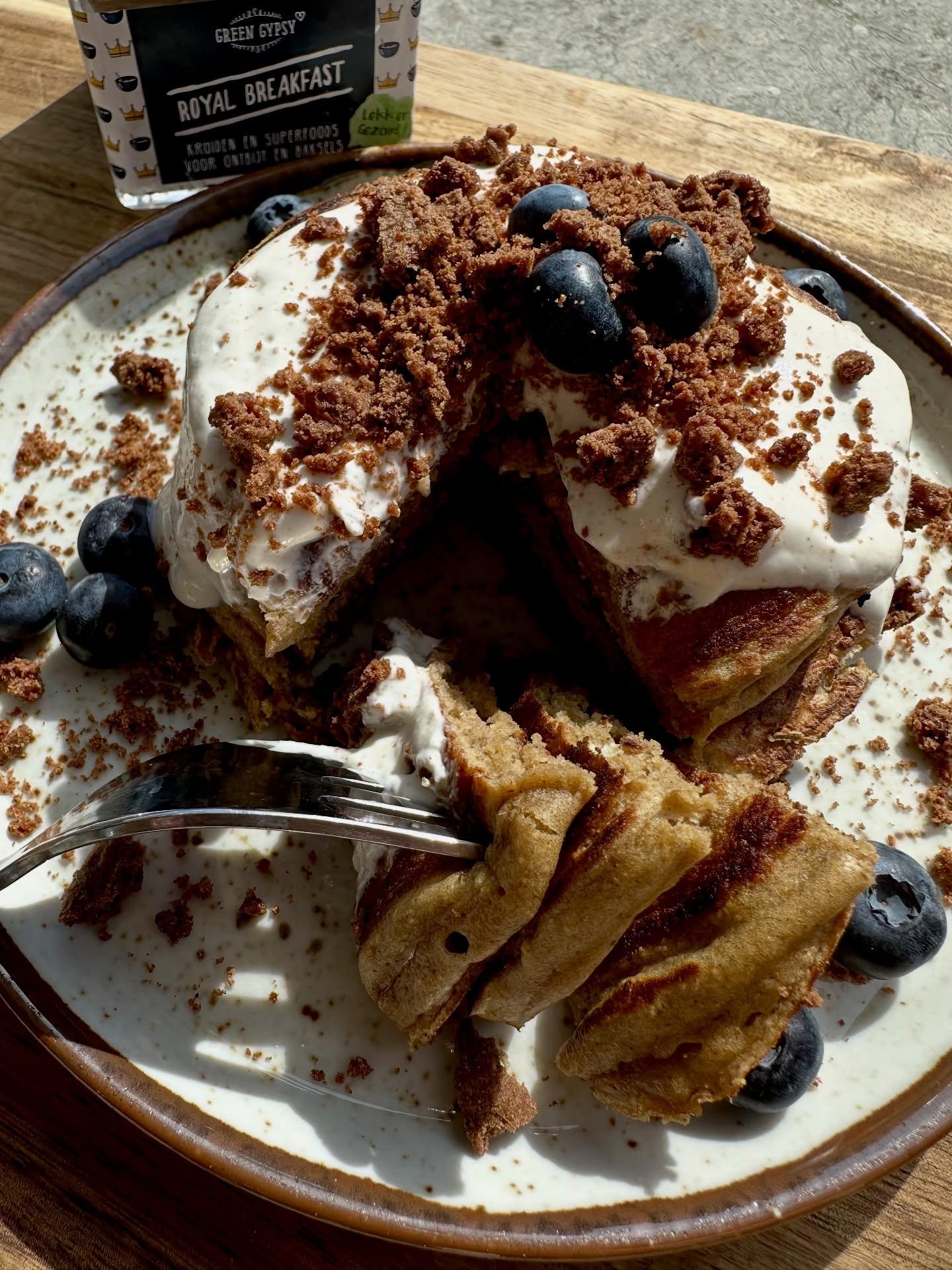 Kruidige American pancakes met havermeel en kruidenmix